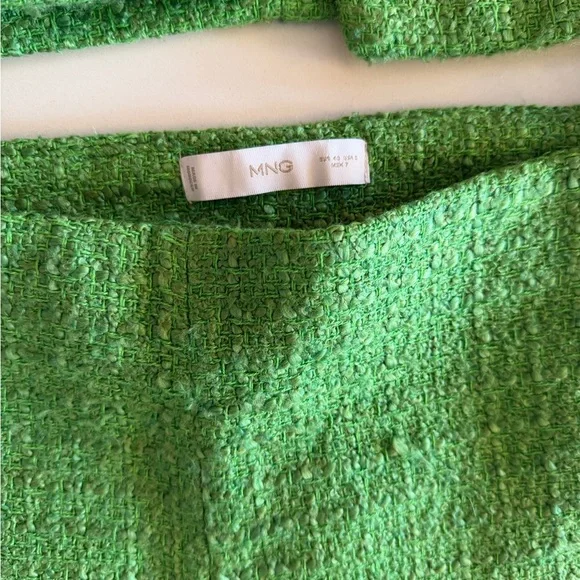 Mango Green Bouclé Two-Piece Jacket & Shorts Matching Set - Picture 3 of 3